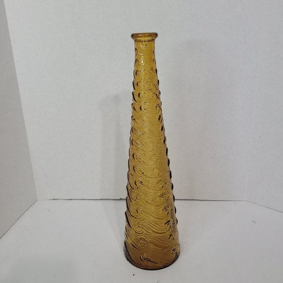 VTG MCM  Empoli Amber Wave Glass Genie Bottle NO Stopper - Picture 3 of 4